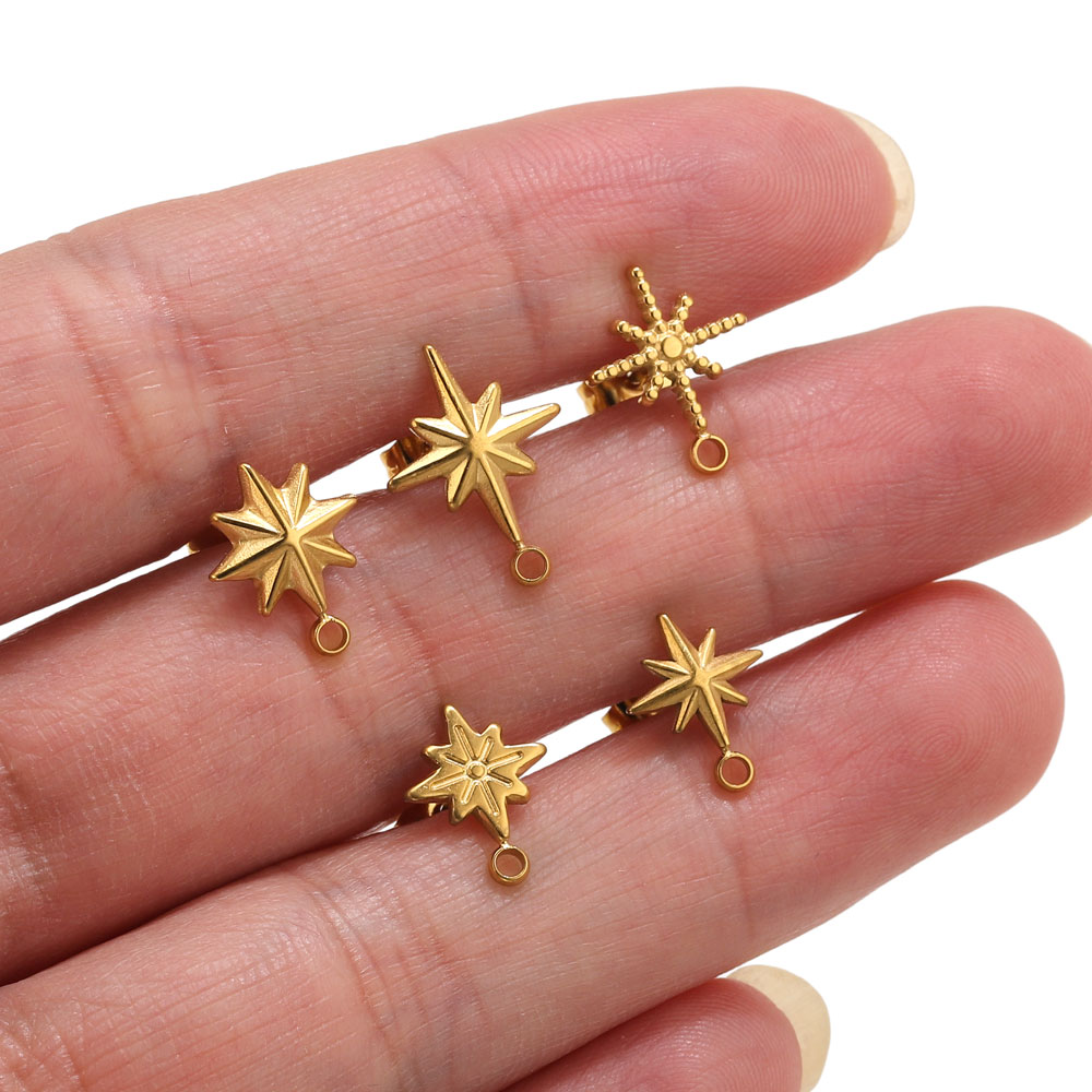 Jewelry Making Course - 6pcs Stainless Steel Star Earrings Studs
