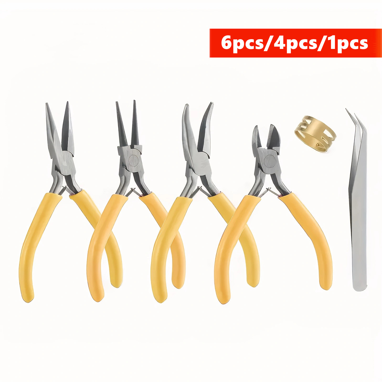 Jewelry Making Pliers Set - 6/4/1pcs Yellow Jewelry Making Pliers Set