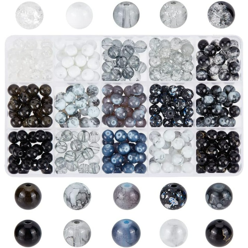 Jewelry Making Course - 300pcs 8mm Black Glass Beads 15