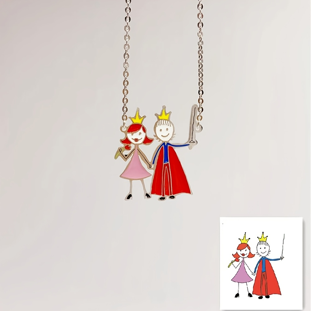 Jewelry Making Drawing - Custom Enamel Pendant Necklace Children's Drawing