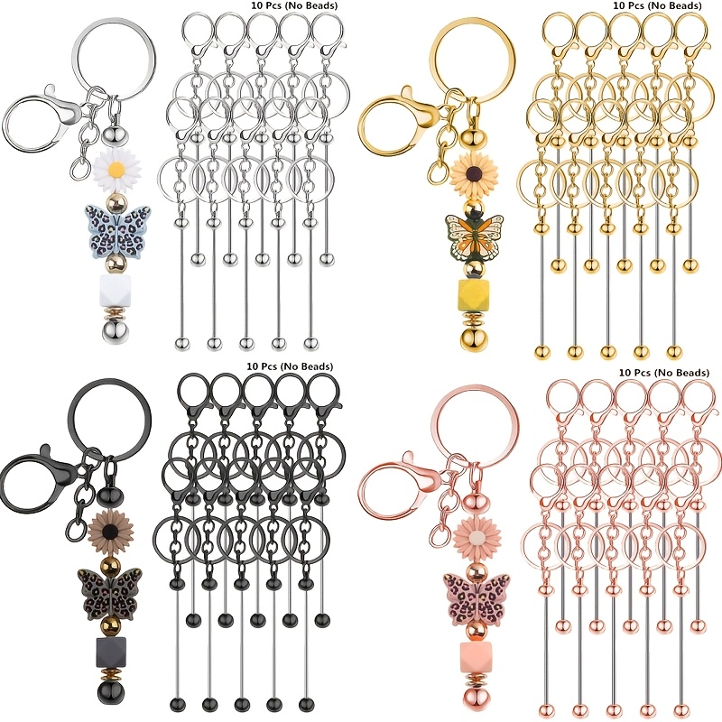 Jewelry Making Course - 10pcs DIY Unique Blank Beaded Keychain