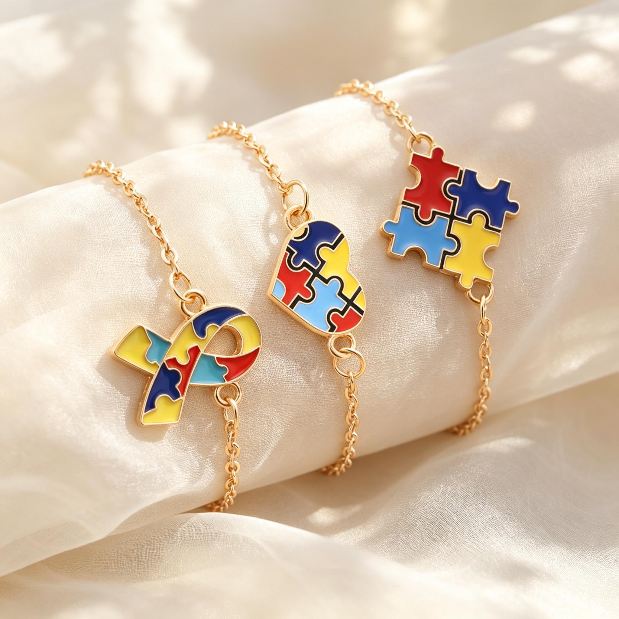 Jewelry Making Game - 3pcs Autism Awareness Medical Alert Bracelets