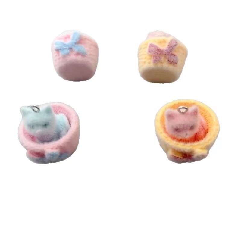 4pcs 3D plush resin cat pendan - Jewelry Making Resin 评论和价格