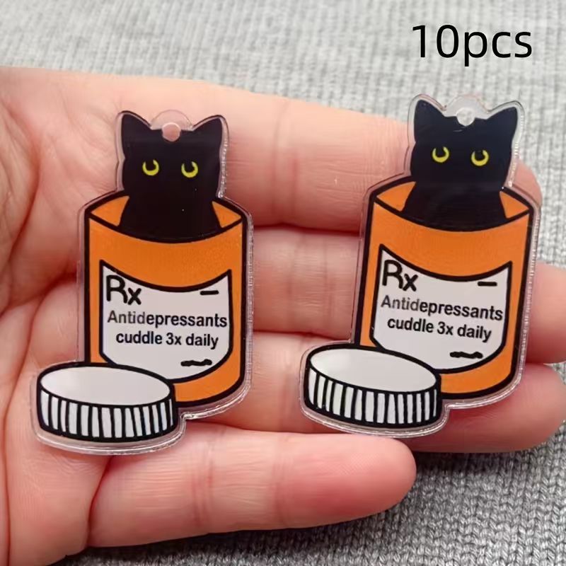 10pcs acrylic medicine cat pen - Jewelry Making For Birthday Party 评论和价格