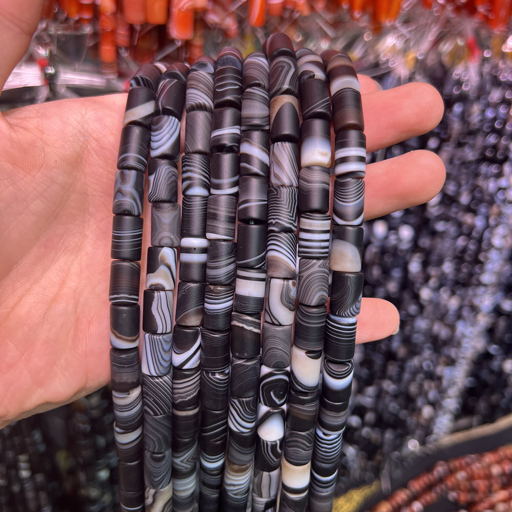 Natural Stone Black Agate Ston - Jewelry Making Store 评论和价格