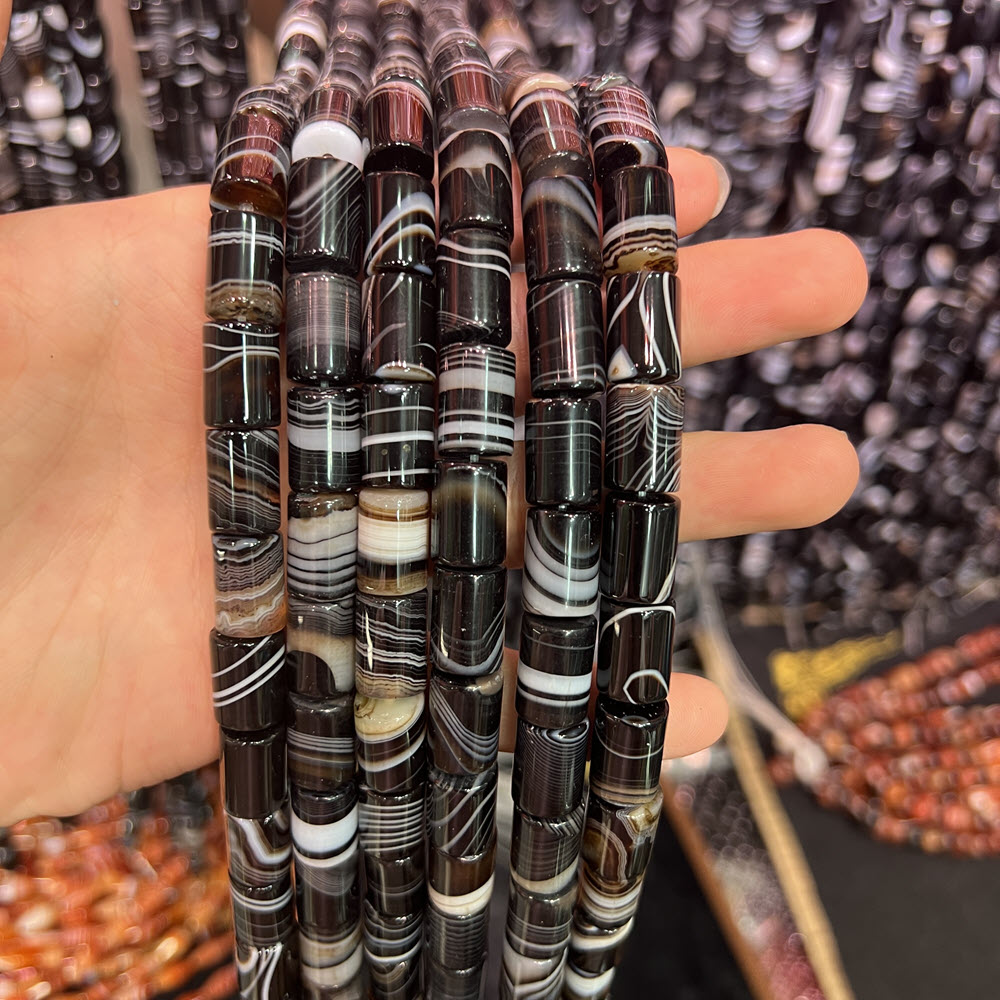 Natural Stone Black Agate Ston - Jewelry Making Store 评论和价格