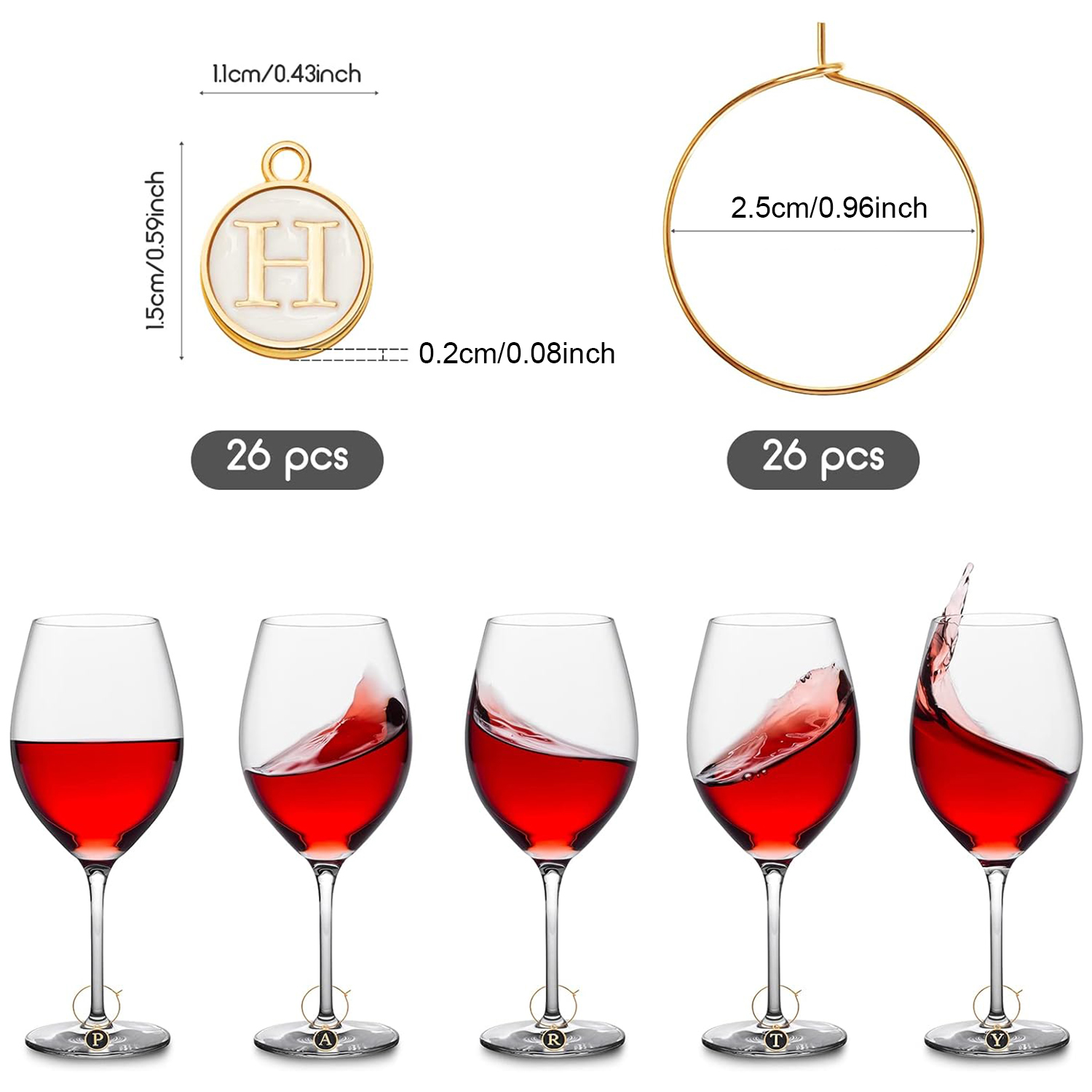 26Pcs Wine Charms for Stem Gla - Jewelry Making Glasses 评论和价格