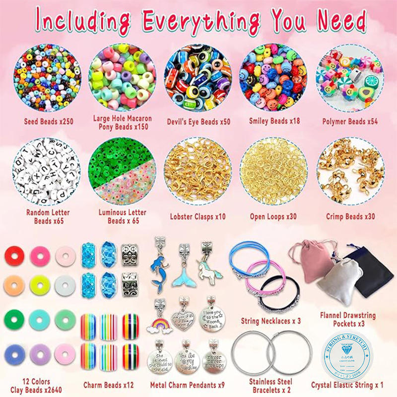 3400pcs Beads Charms Jewelry M - Jewelry Making For Birthday Party 评论和价格
