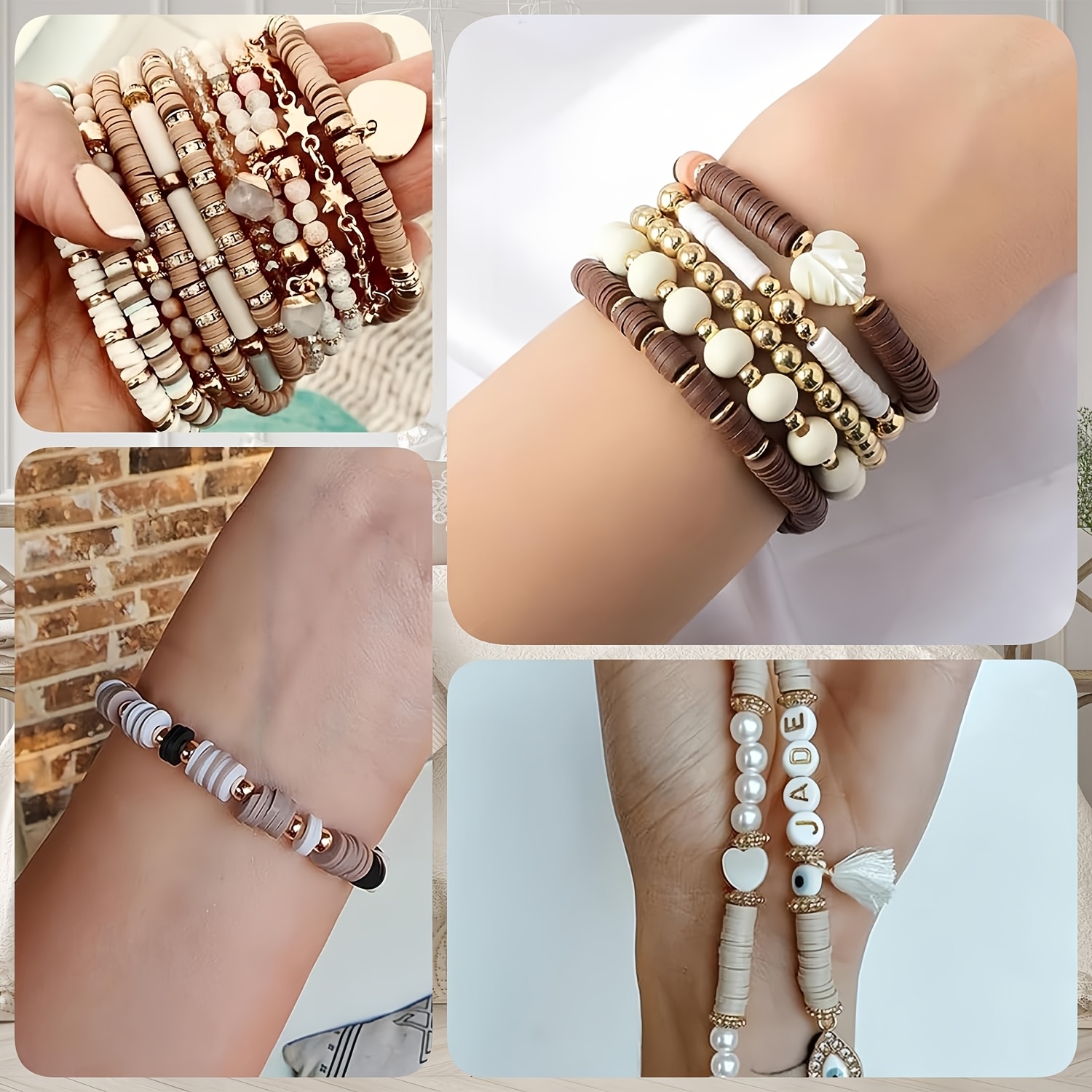 2000Pcs Pink & Brown Clay Bead - Jewelry Making Course 评论和价格