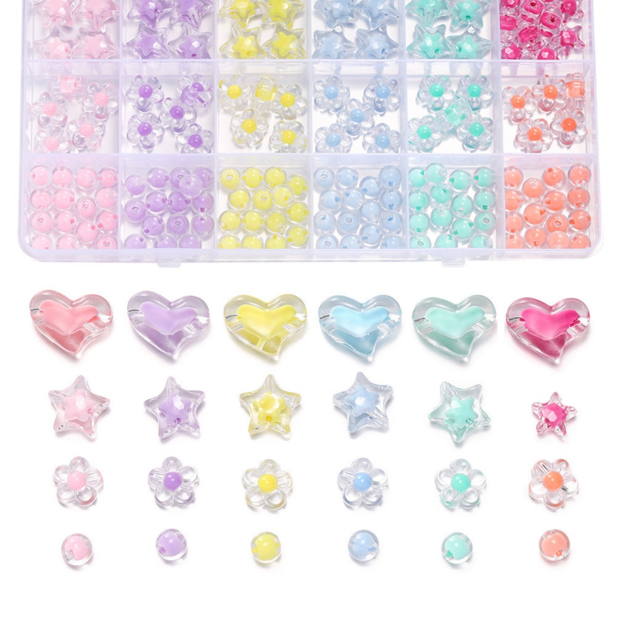 174pcs/Box Heart Acrylic Beads - Jewelry Making For Birthday Party 评论和价格