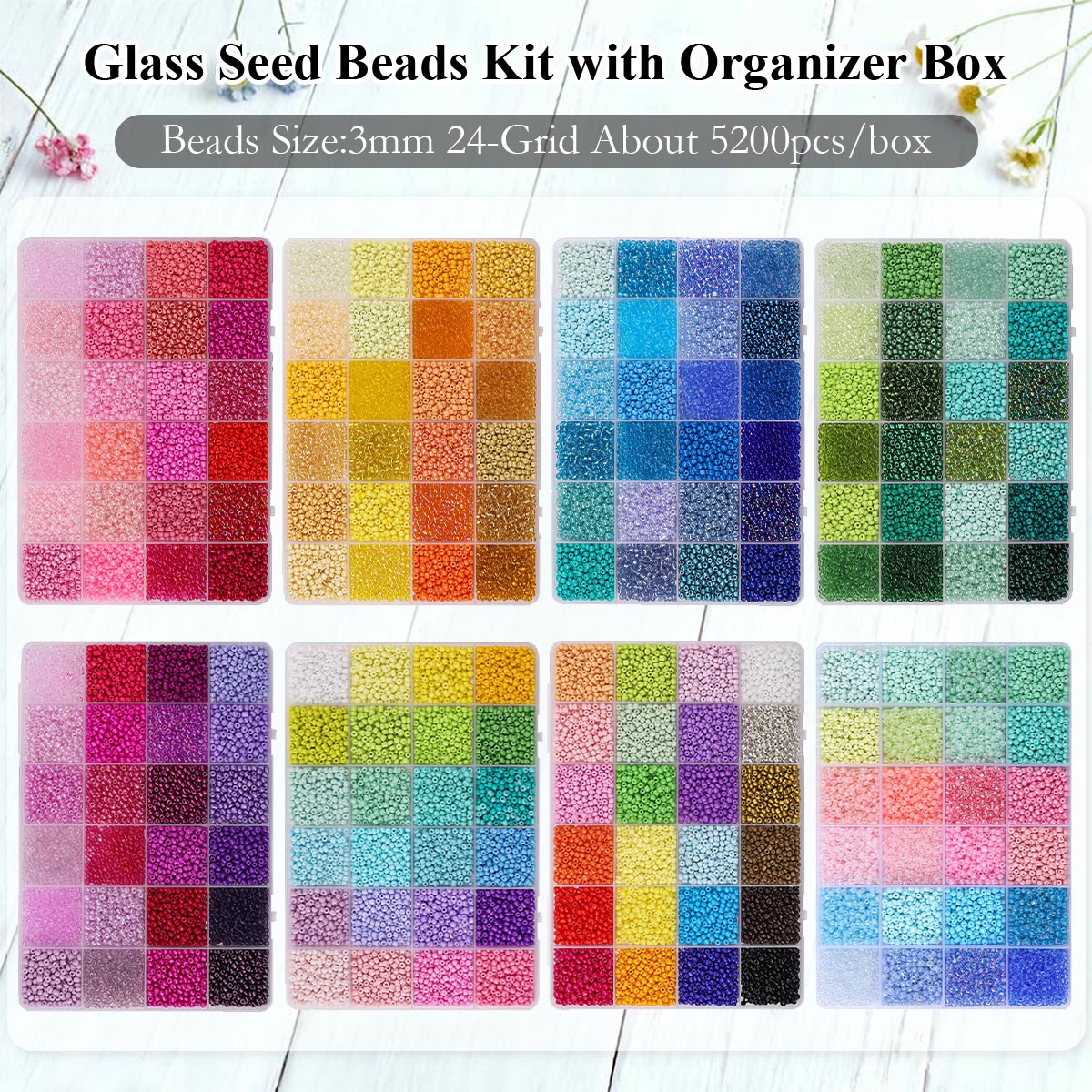 5200pcs 3mm Glass Seed Beads K - Jewelry Making Course 评论和价格