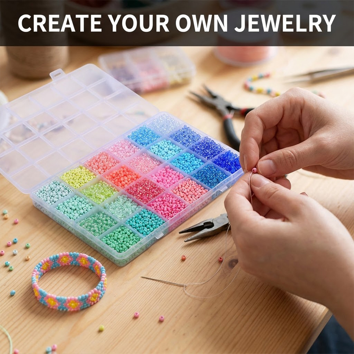 5200pcs 3mm Glass Seed Beads K - Jewelry Making Course 评论和价格