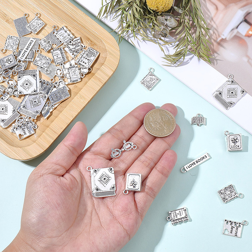 60Pcs Book Themed Bracelet Cha - Jewelry Making Classes 评论和价格