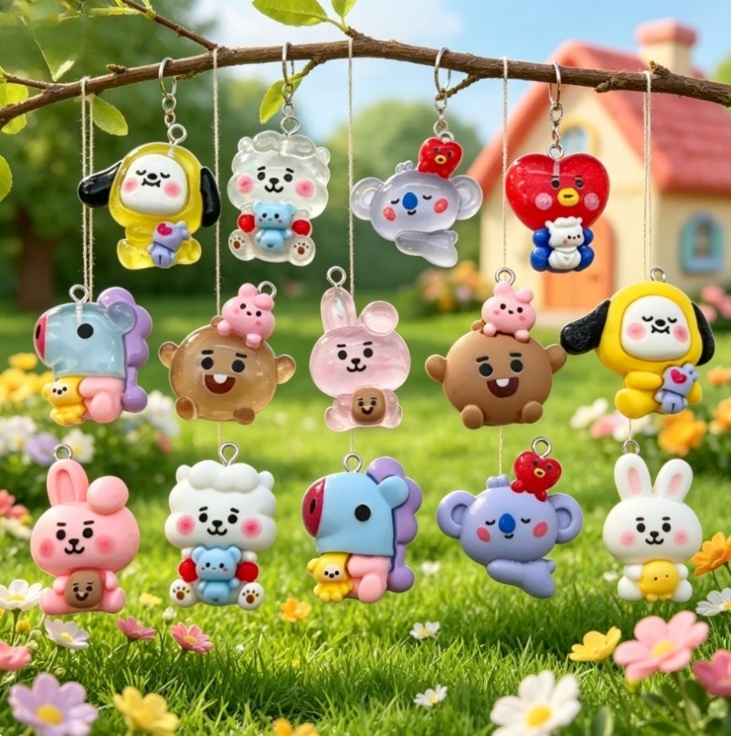 7pcs BT21 Resin Cartoon Charm  - Jewelry Making Resin 评论和价格
