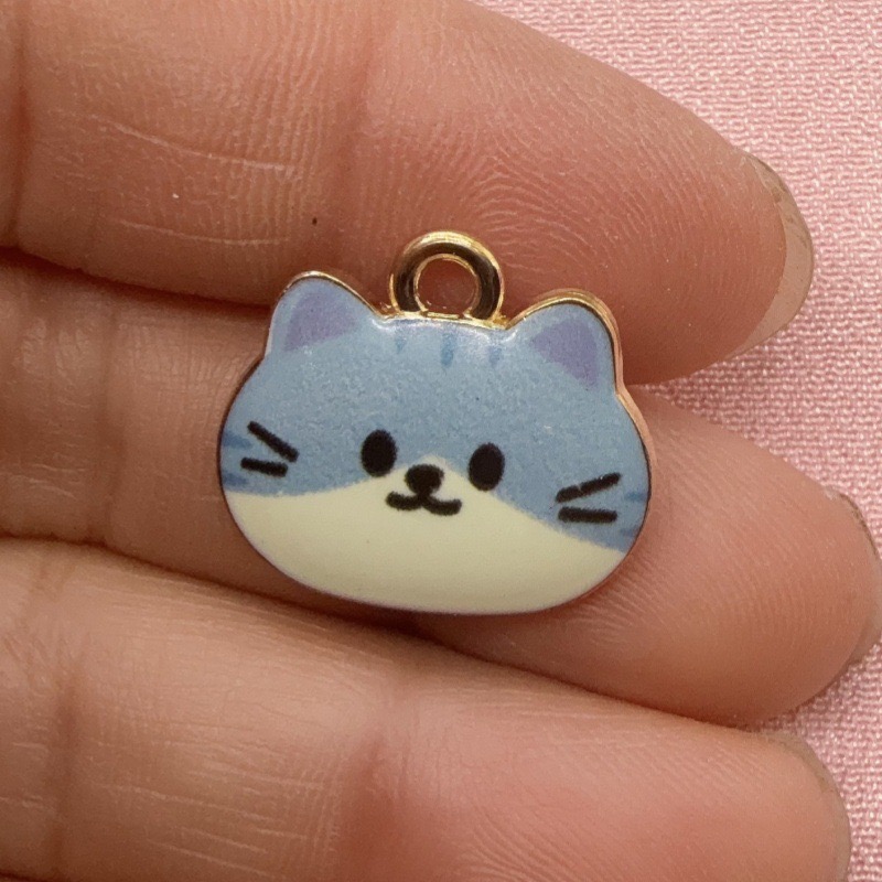 12pcs Printed Cat Head Alloy D - Jewelry Making For Birthday Party 评论和价格